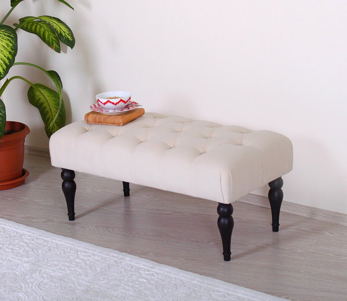 Atelier Del Sofa Banco de Terciopelo Crema 92x43x48cm